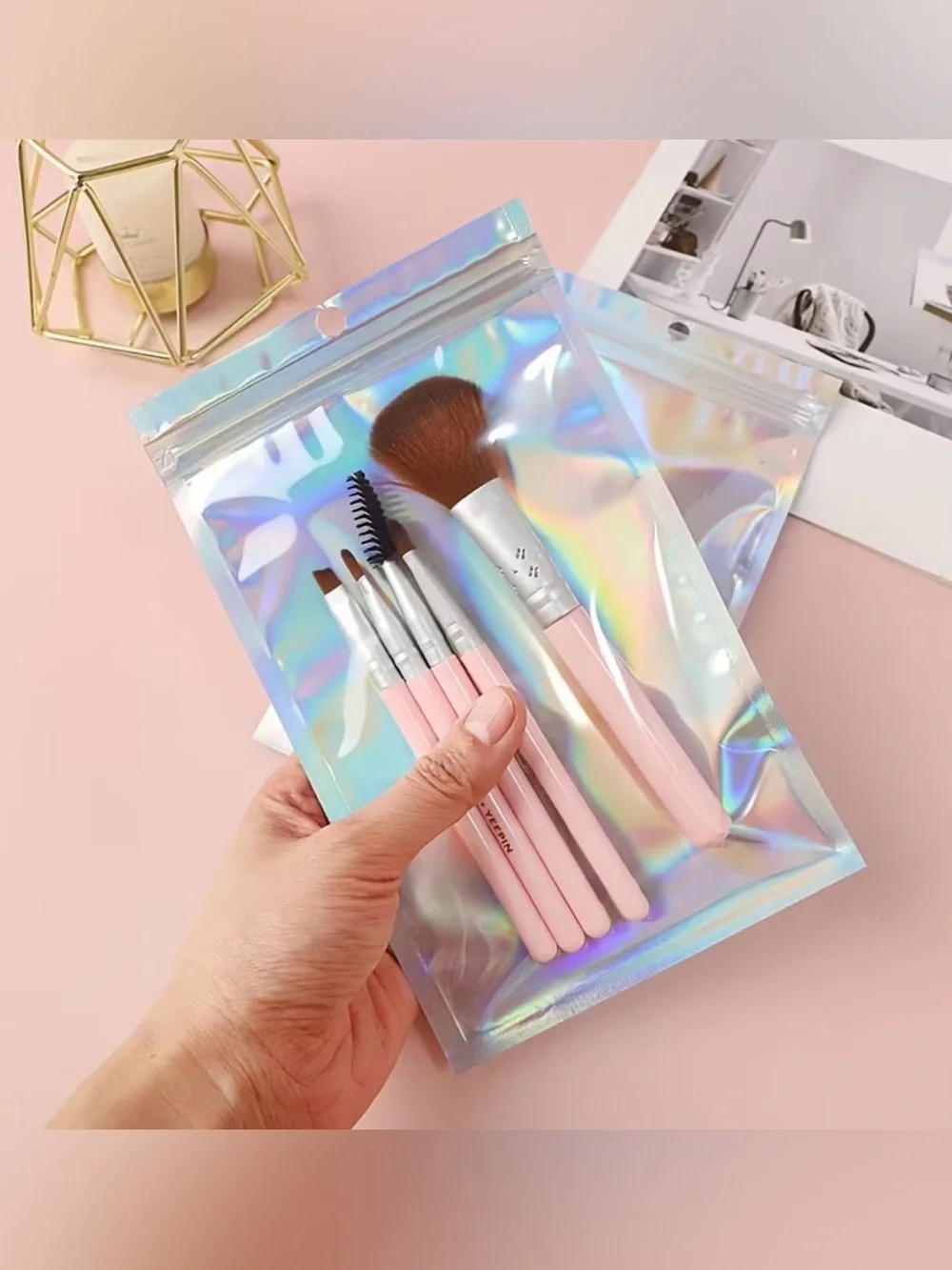 Holographic Metallic Resealable Mylar Pouches- Set of 20